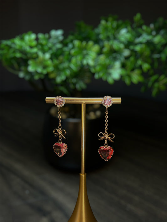 Rose Love Heart Earrings E058