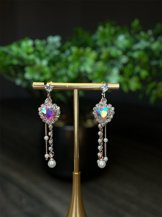 Shiny Heart Diamond Crusted Earrings E086