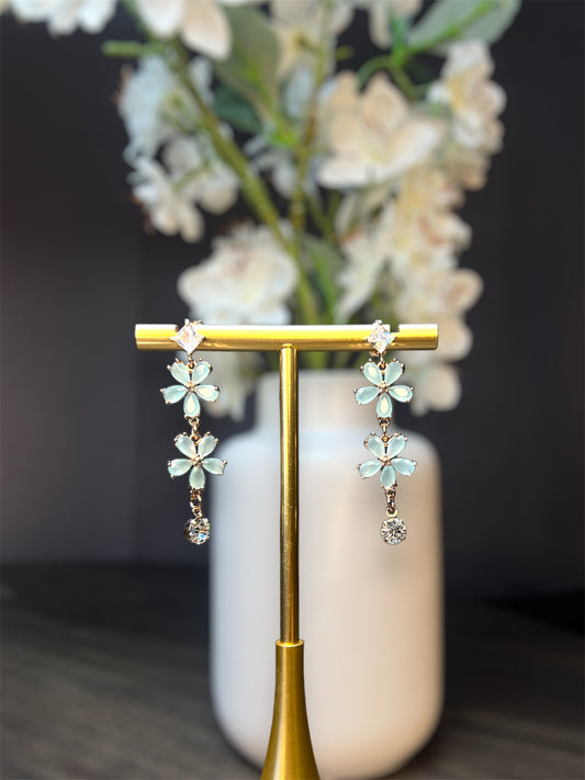 Double Flower Turquoise Earrings E099