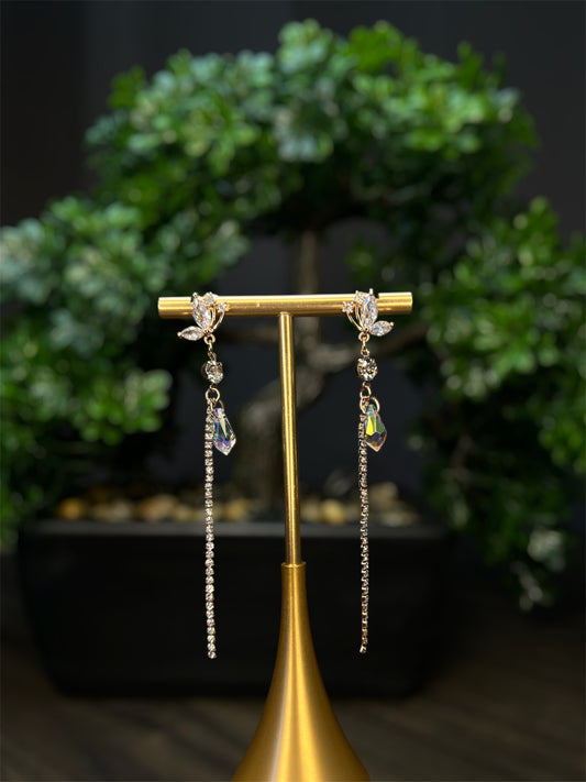 Diamond Clear Flower Earrings E074