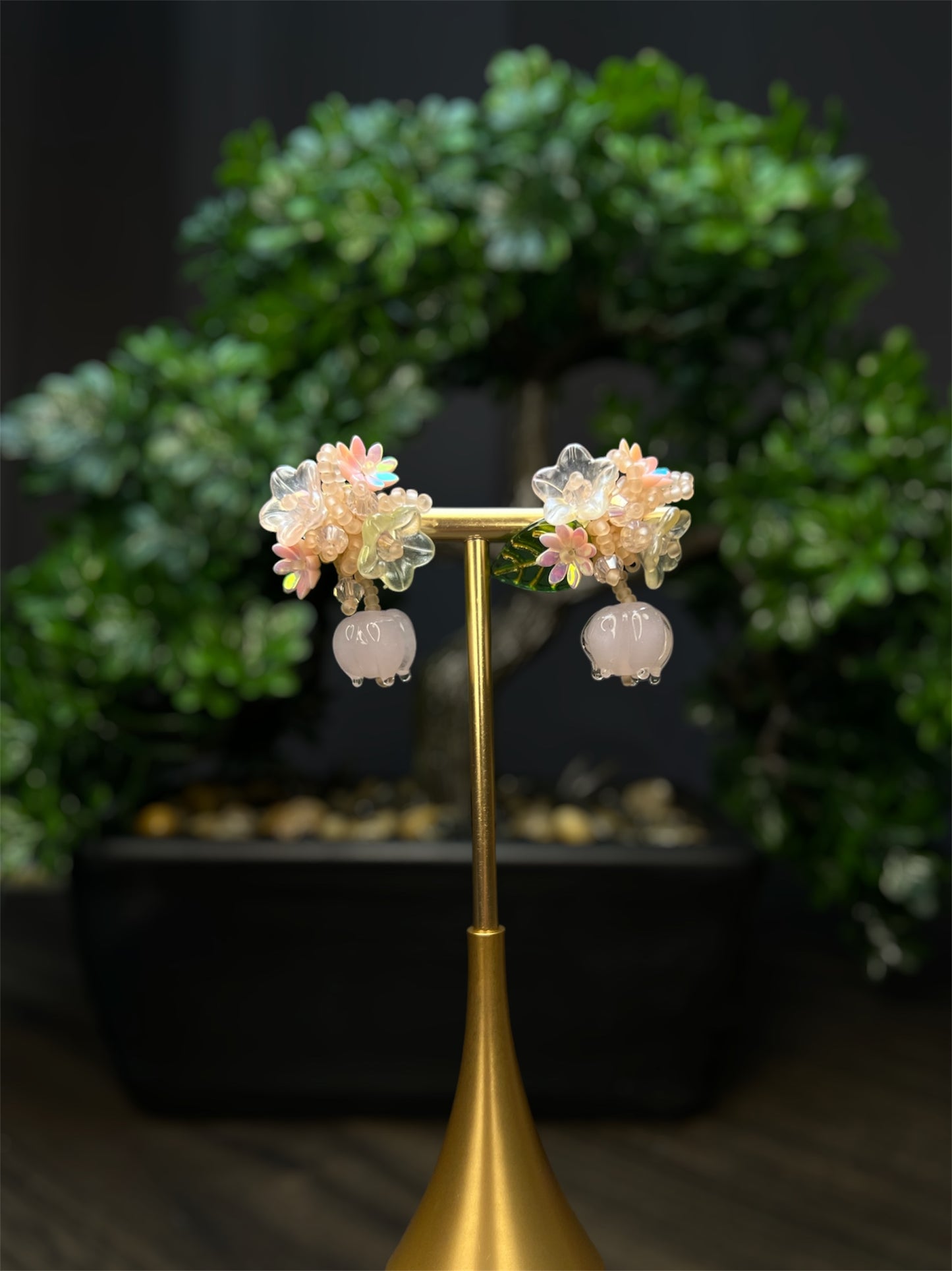 Shiny Flower Bead Earrings E013