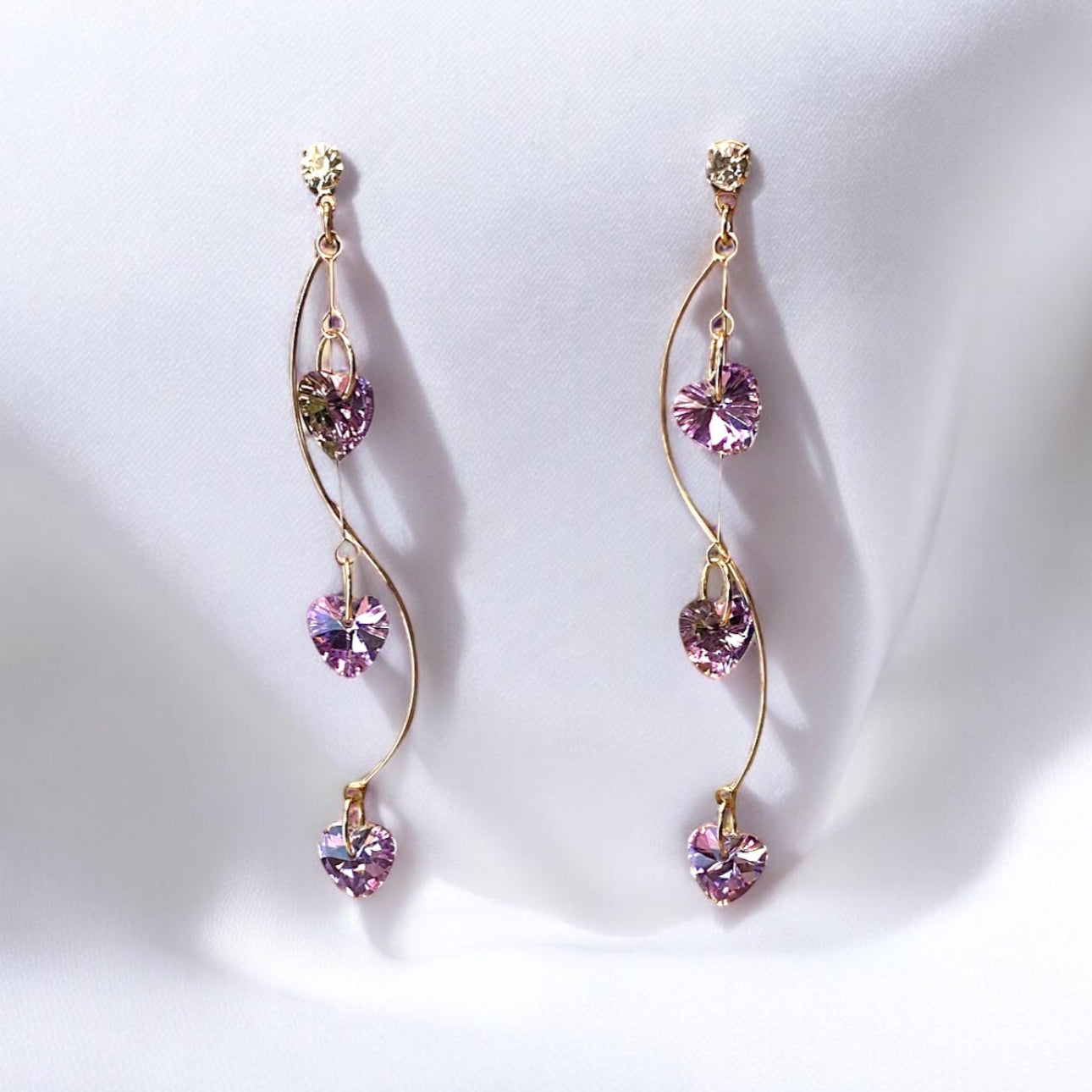 Purple Heart Jewel Earrings E040