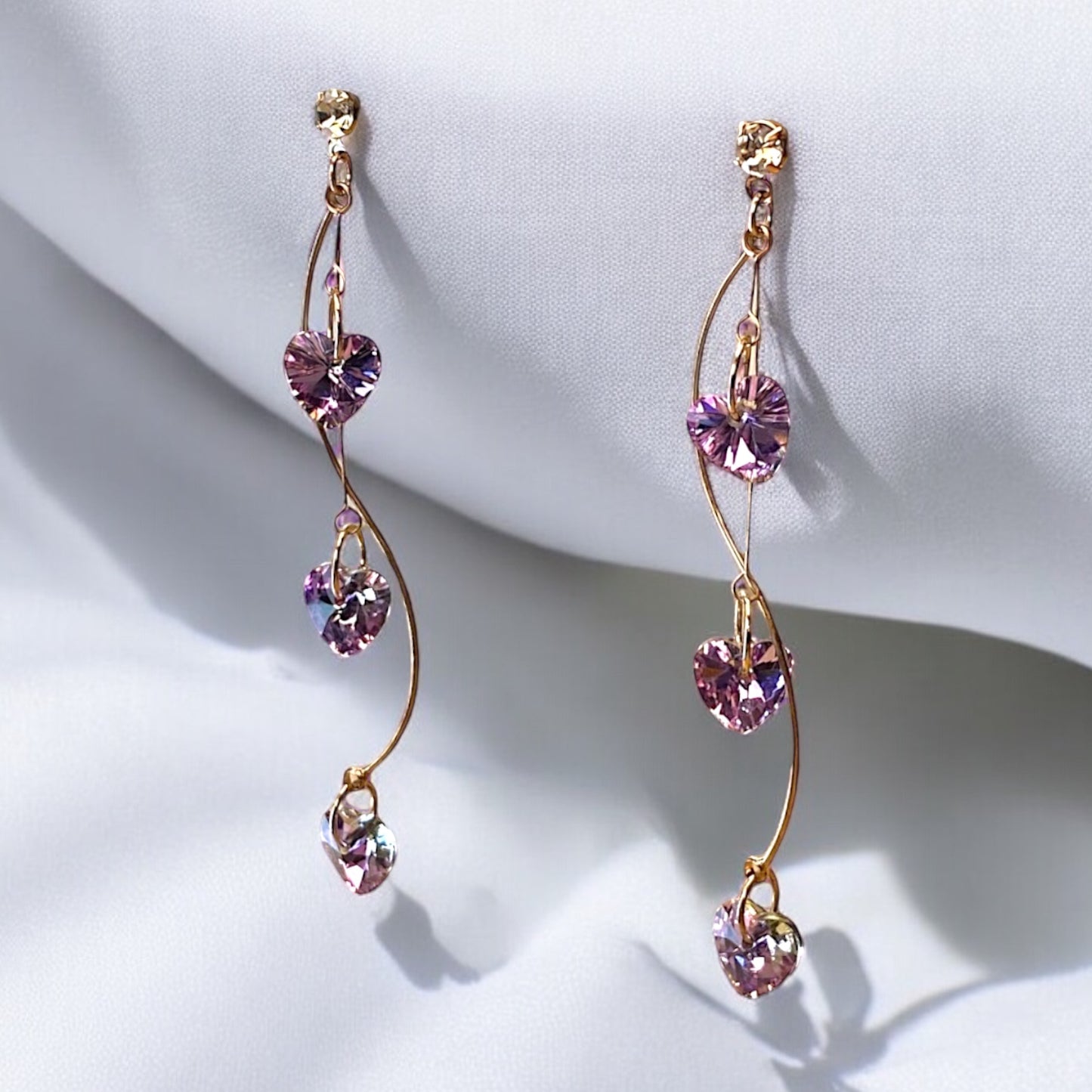 Purple Heart Jewel Earrings E040