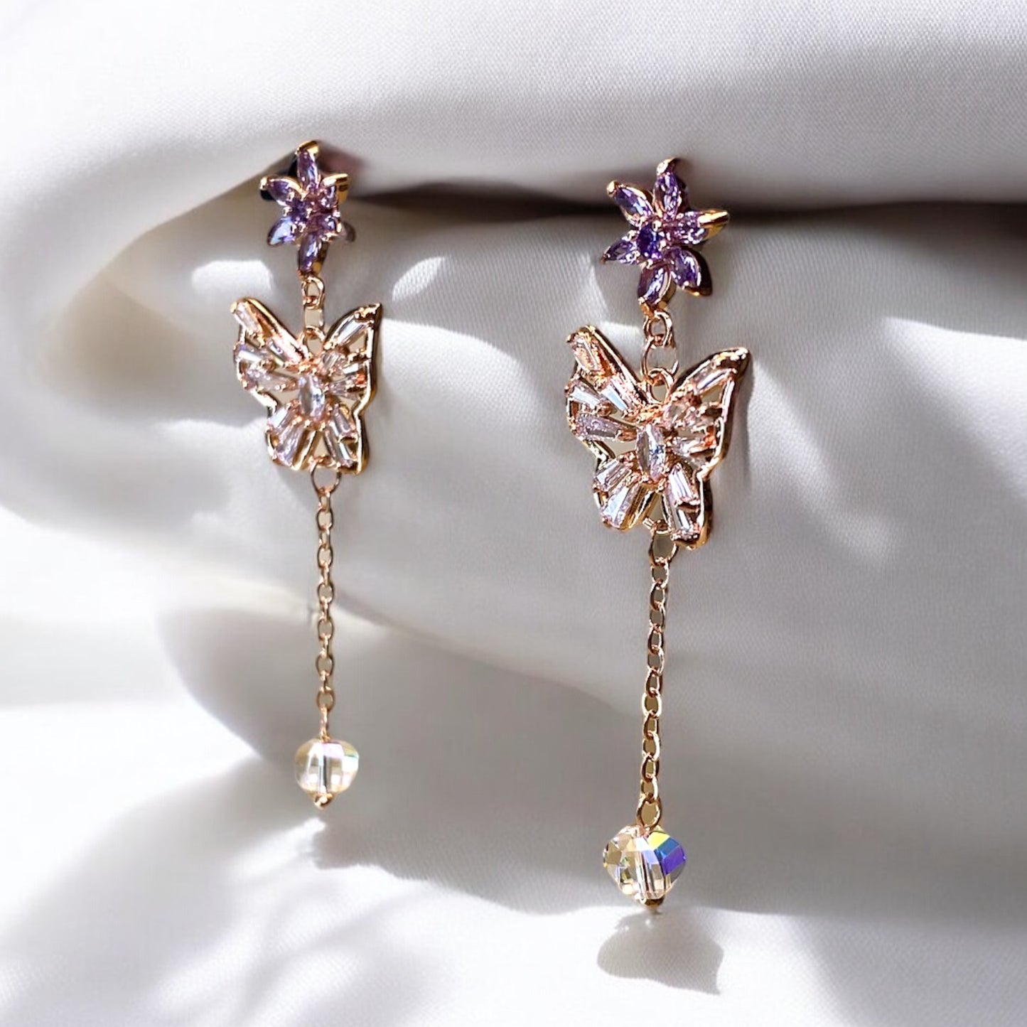 Purple Star Flower Earrings E049