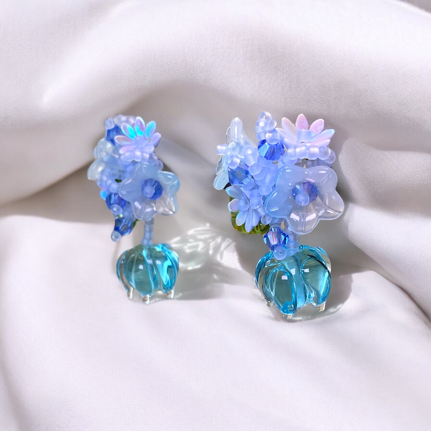Blue Bunches of Tulips Earrings E018