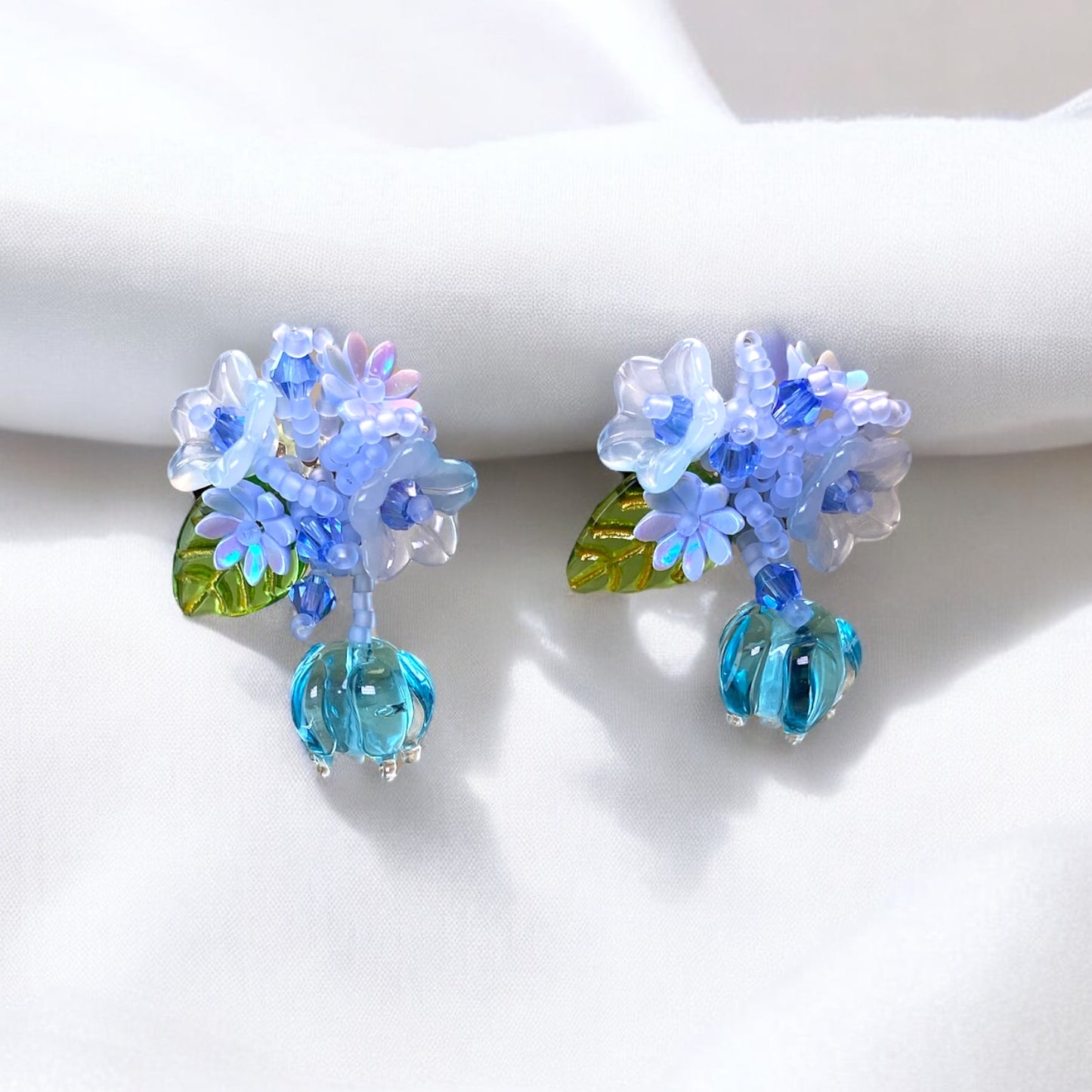 Blue Bunches of Tulips Earrings E018
