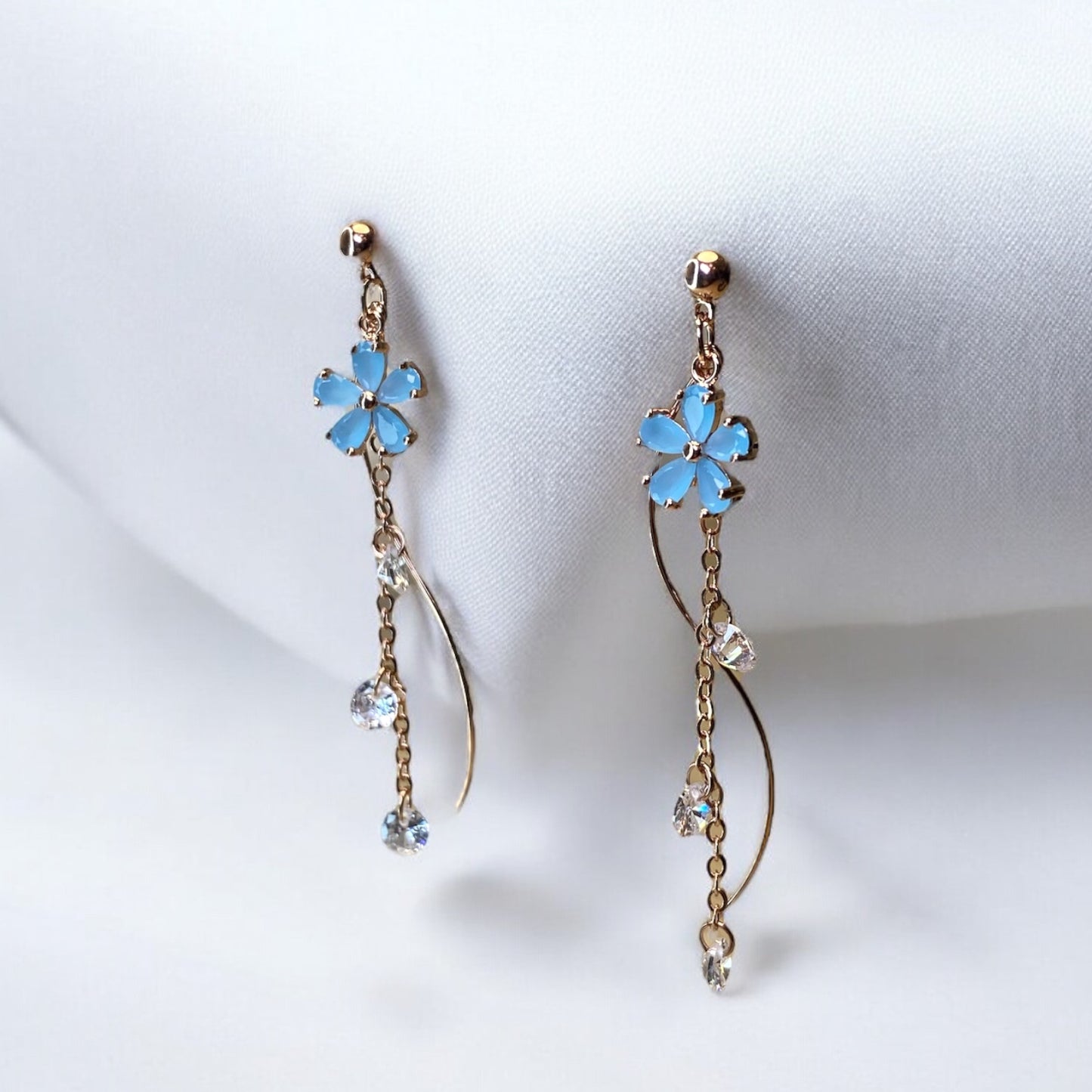Blue Flower Drop Earring E050