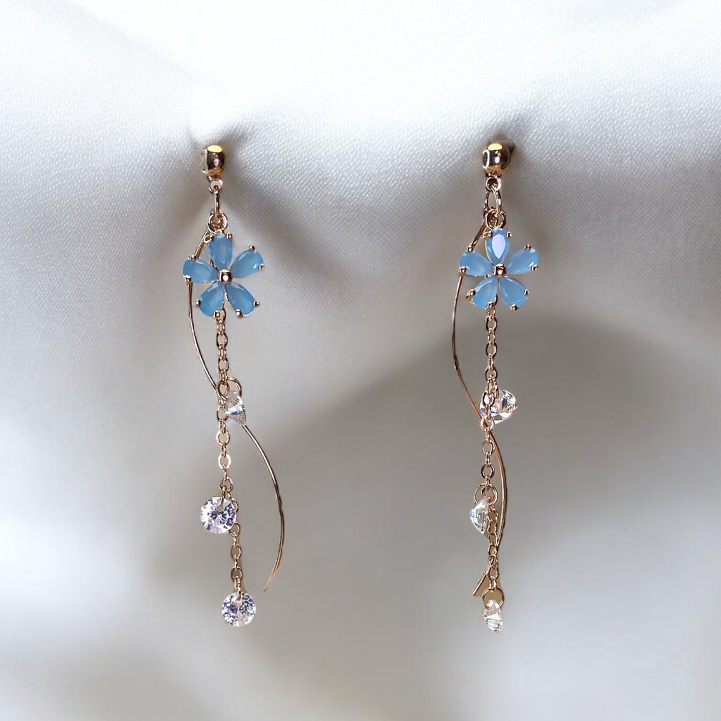 Blue Flower Drop Earring E050