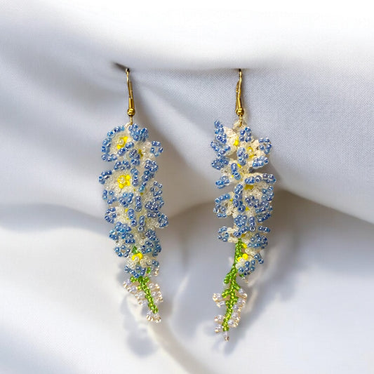 Blue Flower Vine Earrings E003