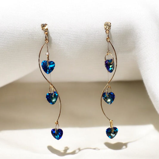 Blue Heart Jewel Earrings E041
