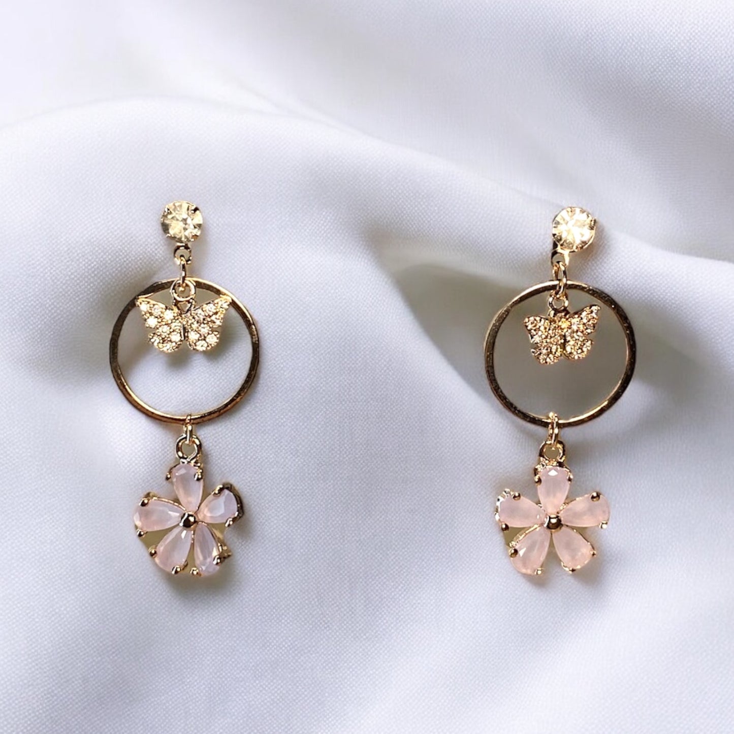 Purple Flower Hoop Earrings E032