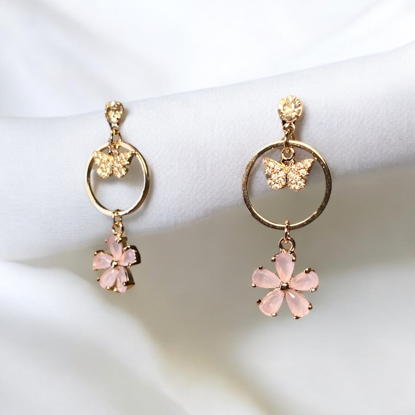 Purple Flower Hoop Earrings E032