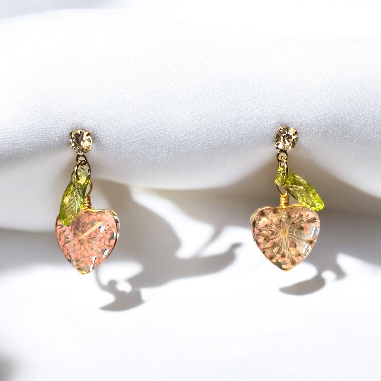 Real Micro Pink Flower Earrings E037