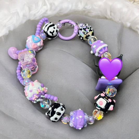 Mischievous Cute Bunny Purple Phone Charm P059